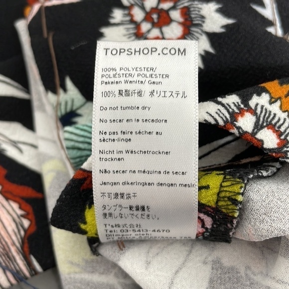Topshop Mini Dress Tunic Floral Sheer Panel Black Pink Size 0 - Picture 8 of 12